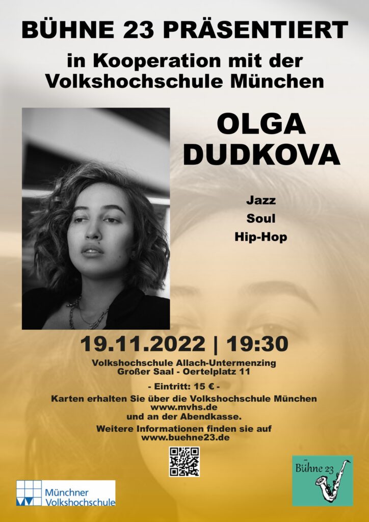 Konzert-Plakat vom 19-11-2022 Jazz Soul Hipp-Hopp mit Olga Dudkova