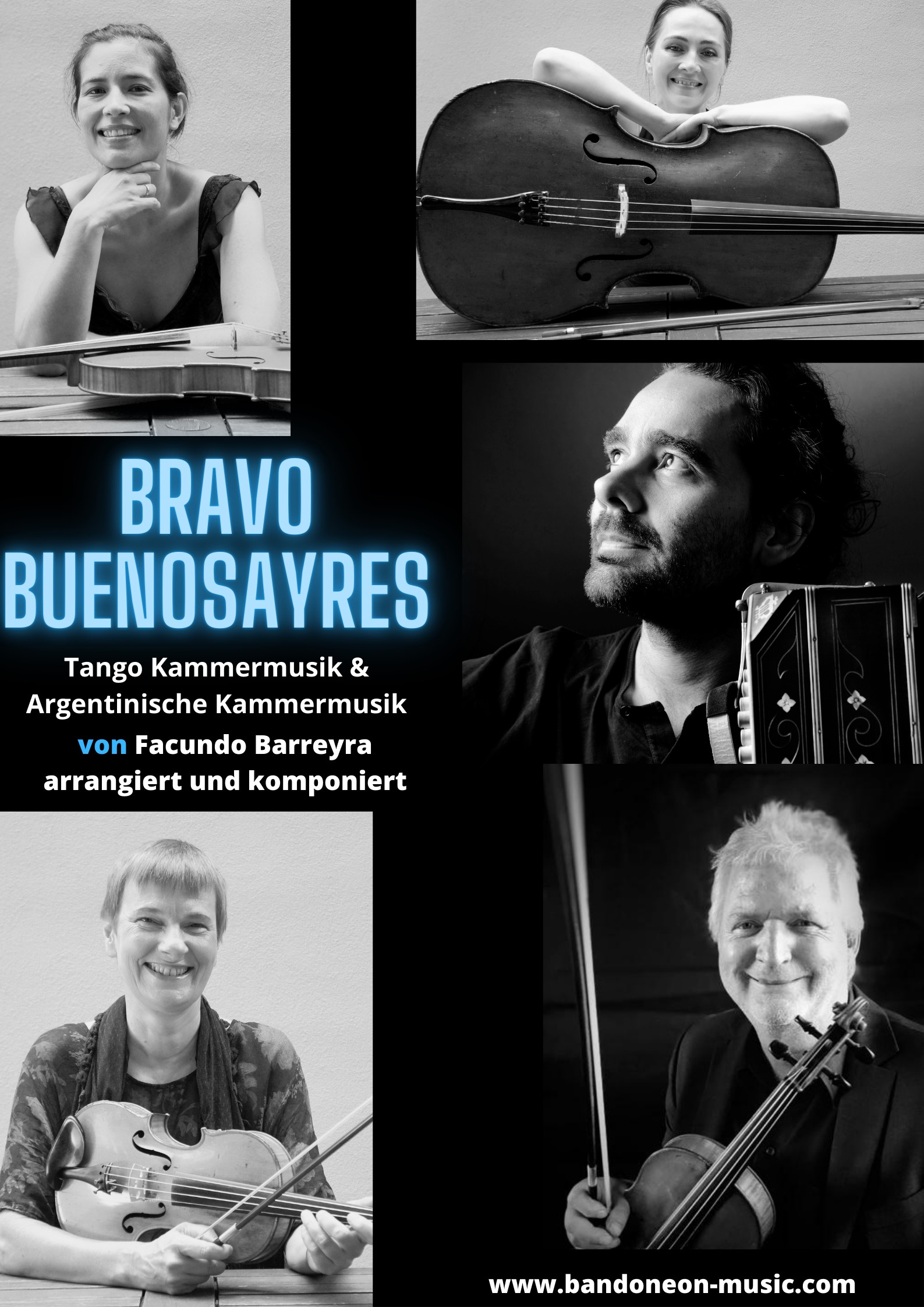 Konzert-Plakat vom 15-07-2023 Bravo Buenosayres "open air" Tango Kammermusik & argentinische Kammermusik von Facundo Barreyra arrangiert und komboniert